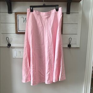 Y2K Lauren Ralph Lauren Pink A-Line Midi Linen Skirt Size 10